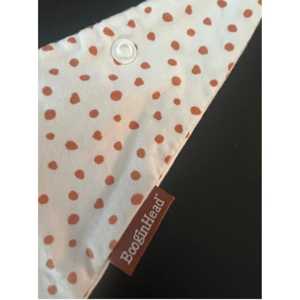 BooginHead Bandana Teether Bib Orange Polka Dot Cotton Blend Snap Closure